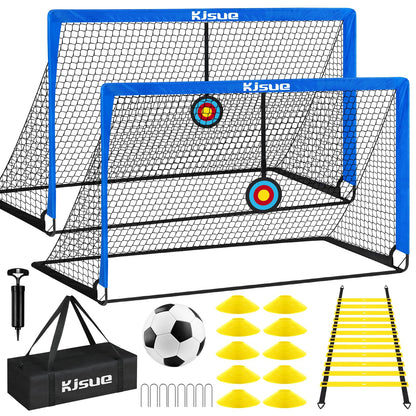 Kids Soccer Goal Soccer Goals for Backyard Set of 2 5x3.6ft Portable Soccer Goal Pop Up Soccer Net Soccer Nets Training Equipment with Soccer Targets for Kids Age 3-5 6-8 8-12 10-12 Games