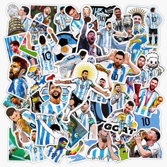 50PCS Super Star Soccer Player Messi Stickers Vinyl Waterproof Laptop Water Bottle Stickers for Aldults Boys Girls TeensMessi FIFA World Cup Stickers Gift for Soccer Fan